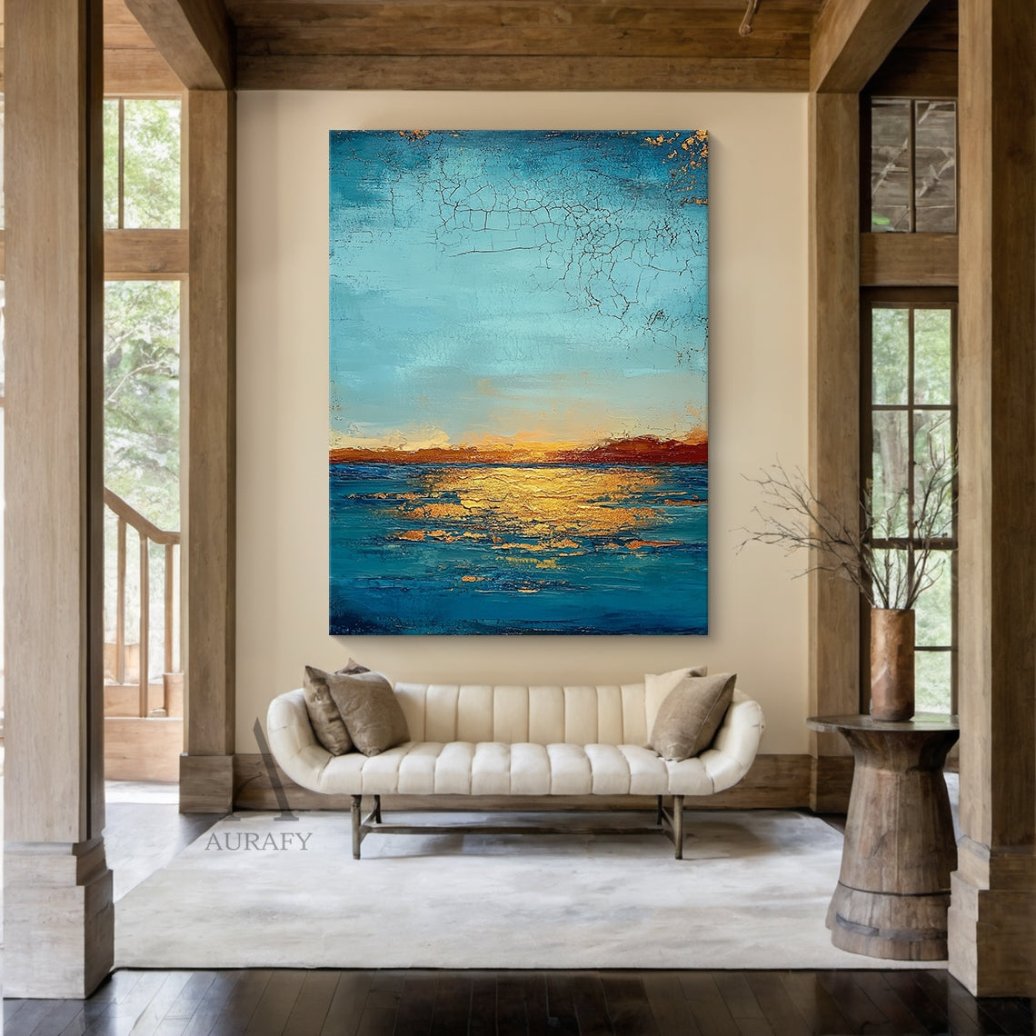 Turquoise Ocean Sunset Wall Art - AURA687