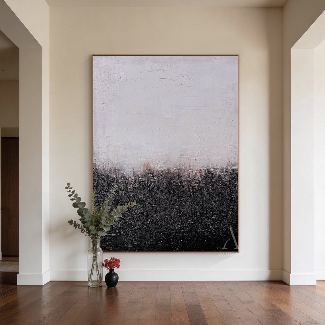 Black White Abstract Wall Art Modern Minimalist Living Room Decor AURA257