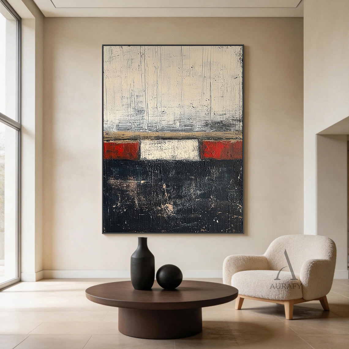 Abstract Black Beige Wall Art for Living Room Home Decor AURA273
