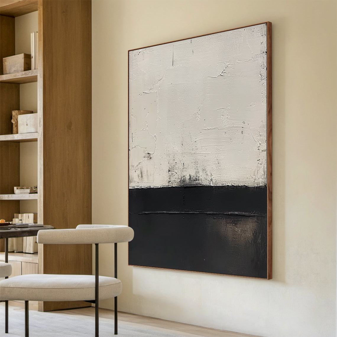 Silent Divide-Black & White Abstract Art-AURA125