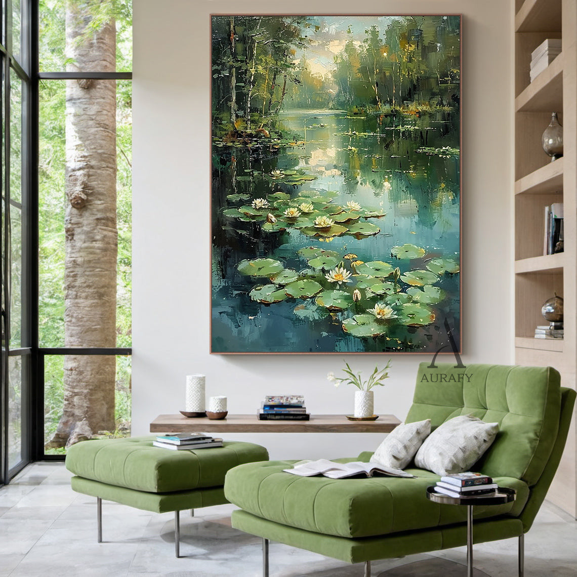 Nature-Inspired Green Landscape Wall Art for Home Decor AURA321