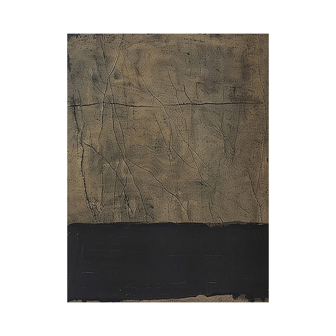 Beige & Black Cracked Plaster Abstract Wall Art | Wabi Sabi Japandi Minimalist Canvas | AURA807