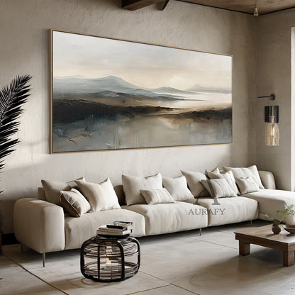 Abstract Landscape Art Thick Brushstroke Modern Organic Gray Black Neutral Tactile Canvas Art AURA498