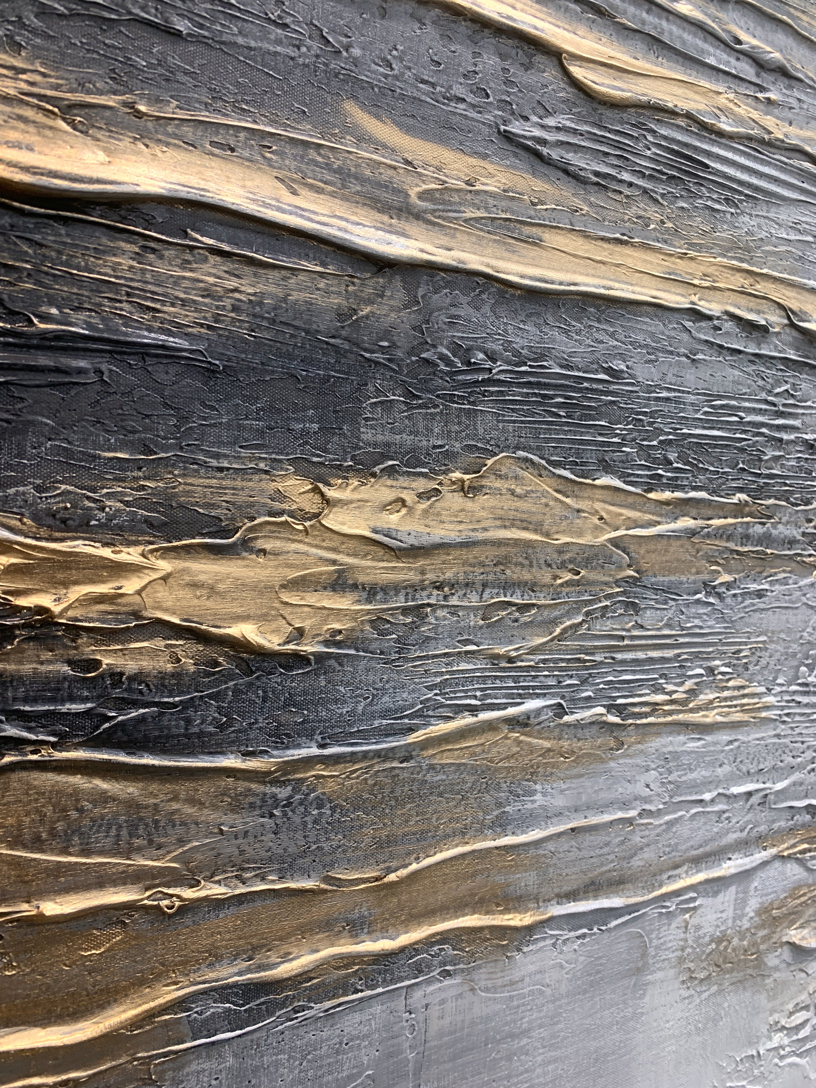 Abstract Black Gray Gold Wall Art Modern Living Room Decor -AURA190
