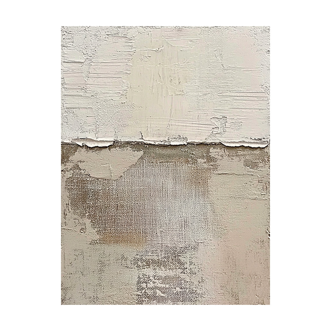 Beige Abstract Art Tactile Impasto Peeling Texture Wabi-Sabi Canvas Wall Decor Piece AURA637