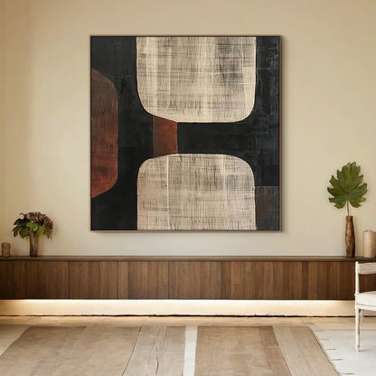 Geometric Earth Tone Abstract Wall Art – AURA056(Vertical)