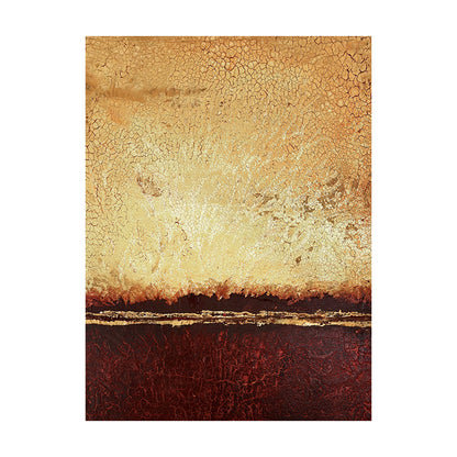 Crackle Textured Abstract Art Warm Yellow Deep Red Golden Accent Vintage Expression Piece AURA650