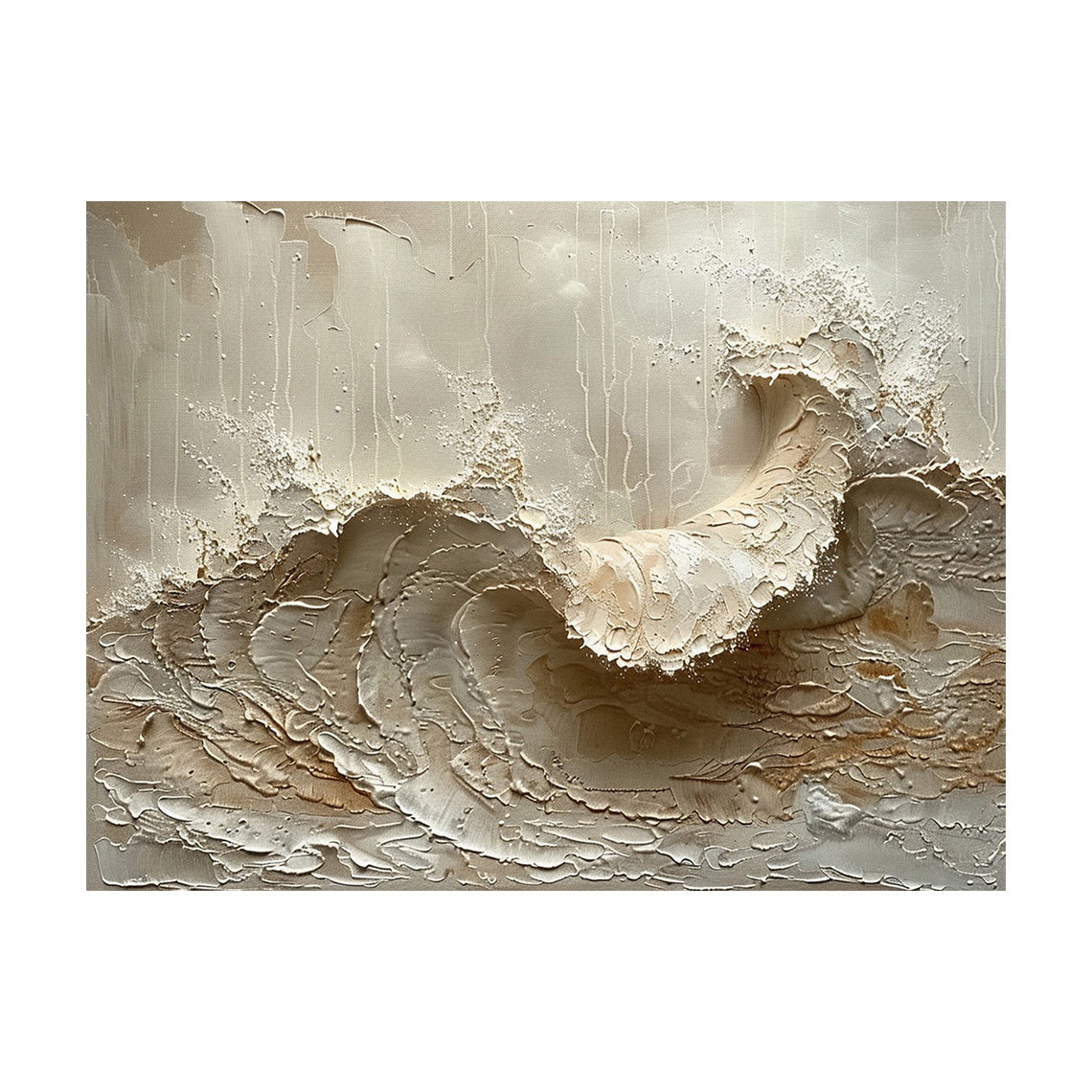 Neutral Textured Ocean Wave Wall Art - AURA668
