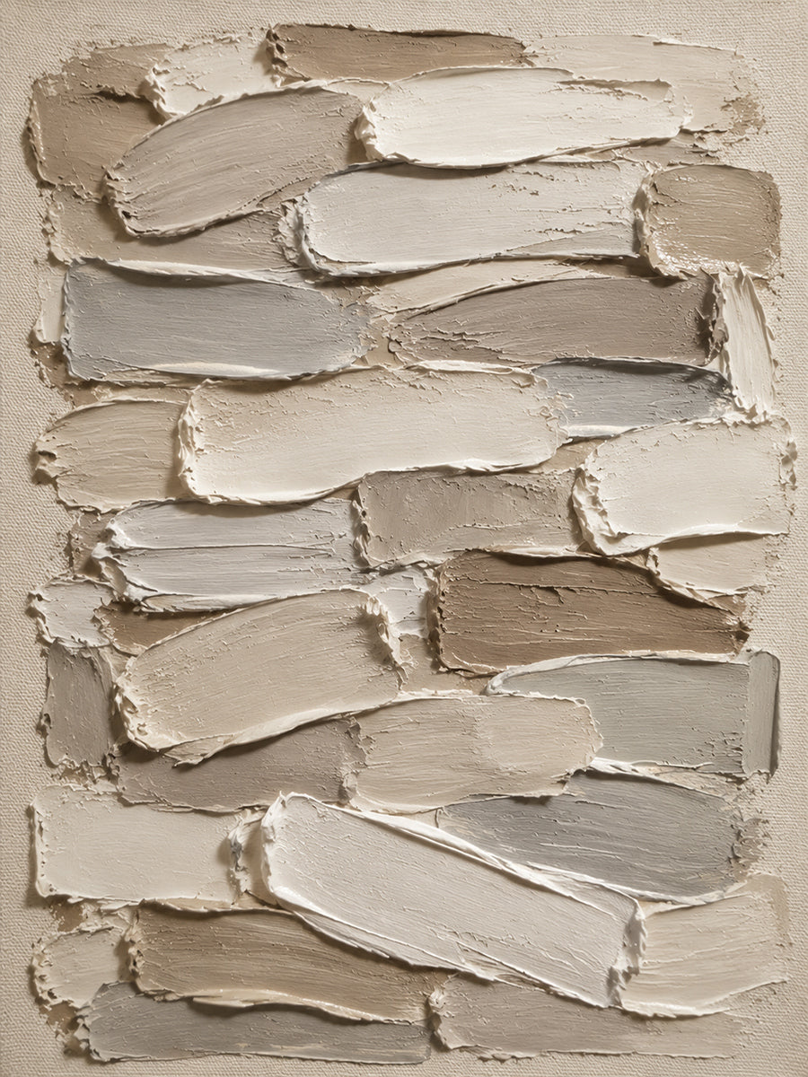 3D Textured Plaster Painting Japandi Wabi-Sabi Beige Brown Tactile Minimalist Luxe Sculpted Canvas Wall Art AURA754