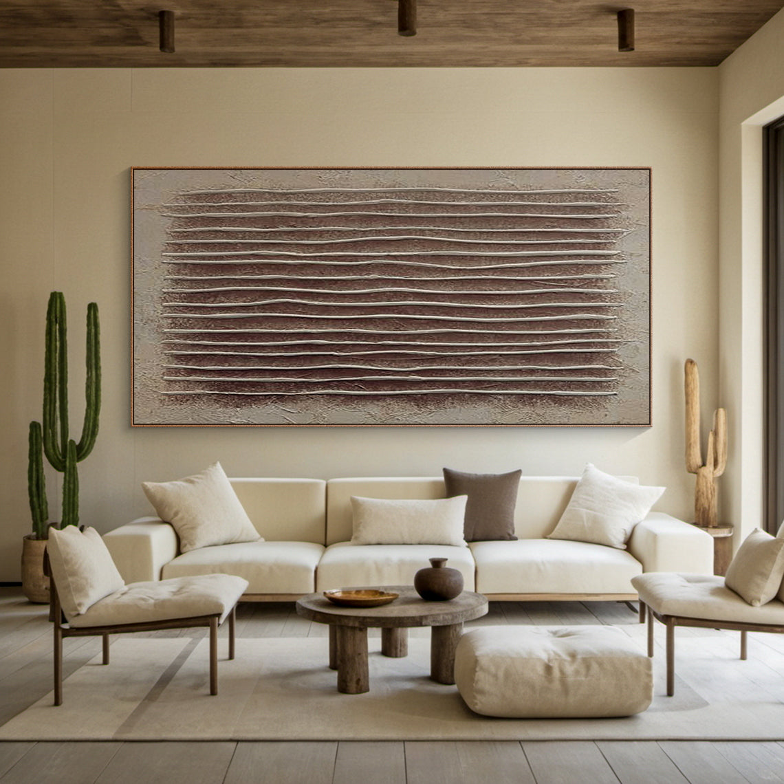 Earthen Lines-Brown Geometric Texture Field-AURA171