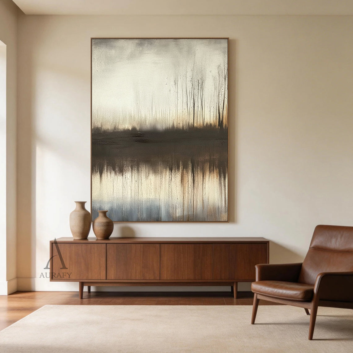 Wabi Sabi Beige Black Minimalist Home Decor Accent Piece AURA304