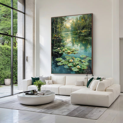 Nature-Inspired Green Landscape Wall Art for Home Decor AURA321
