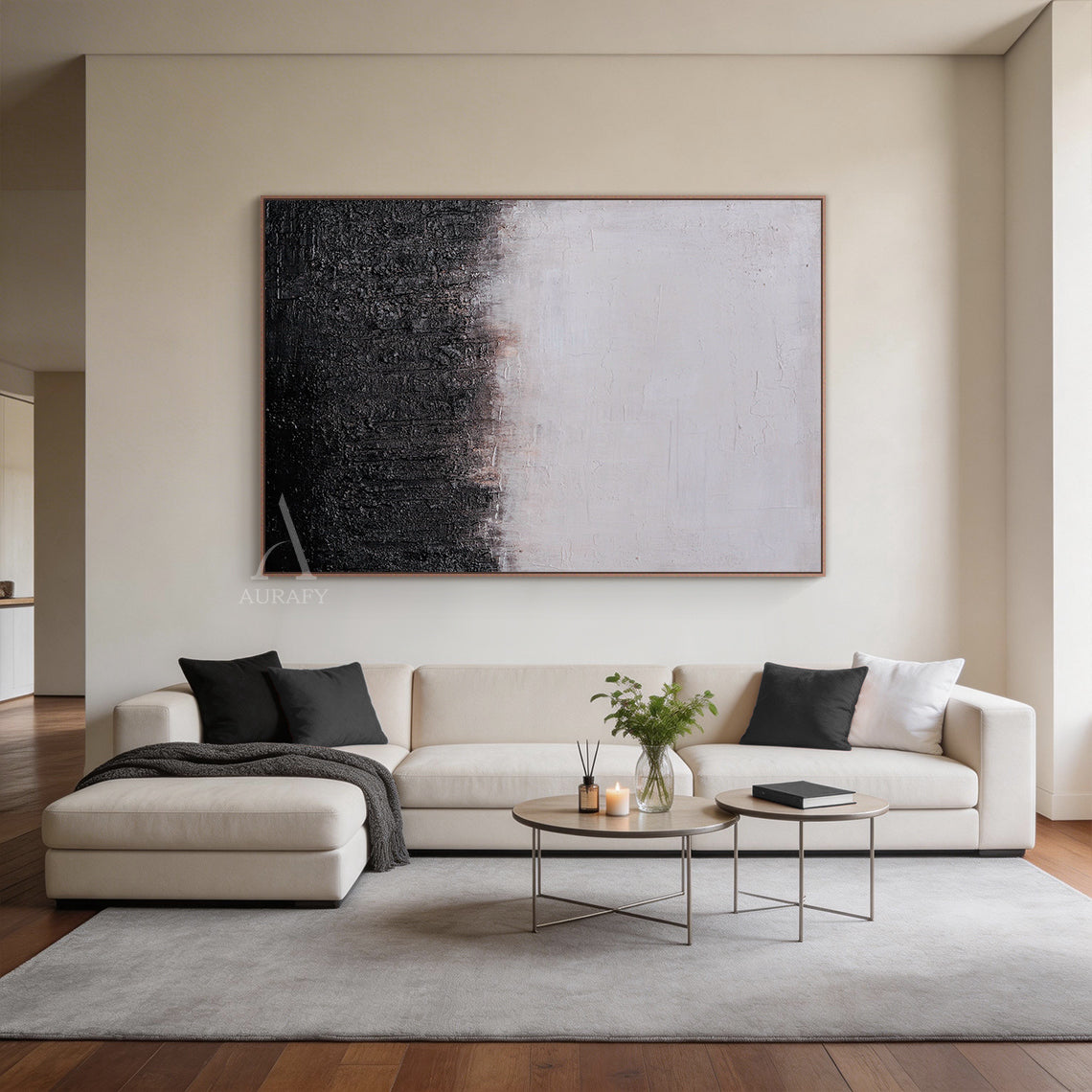 Black White Abstract Wall Art Modern Minimalist Living Room Decor AURA257