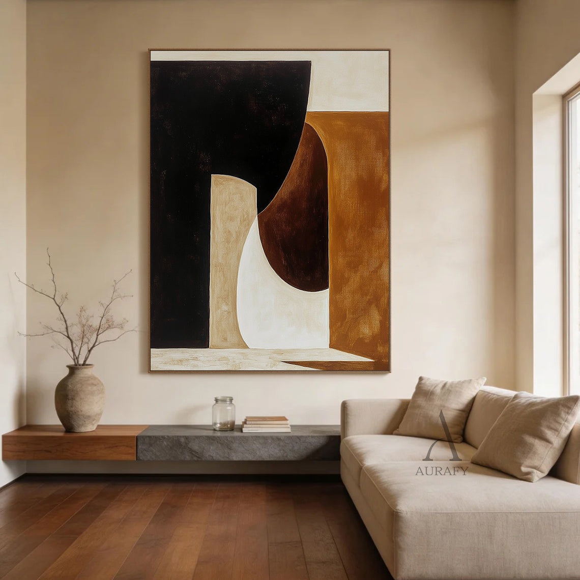 General Abstract Black Brown Living Room Wall Art Decor AURA278