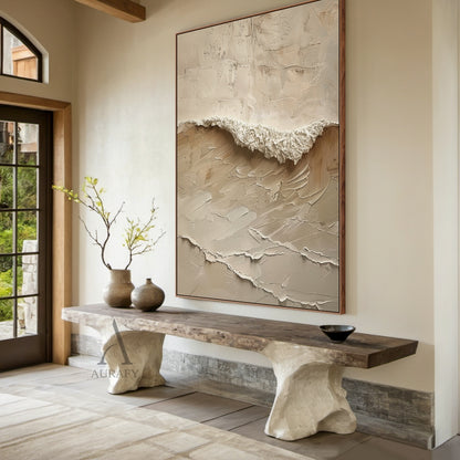 Beige Minimalist Sea Texture Wall Art - AURA677