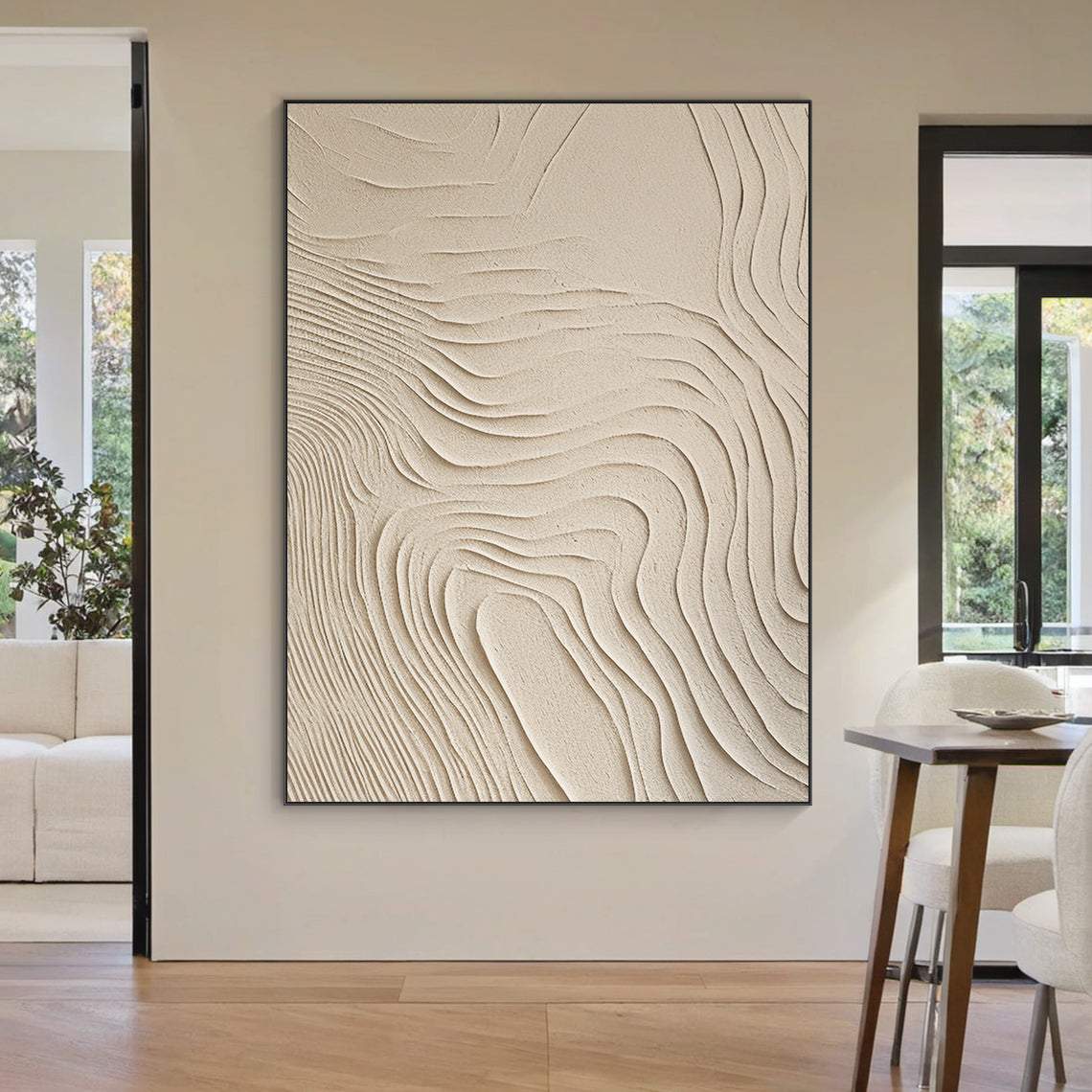 Organic Flow Canvas – Warm Sand Tones – AURA048(Vertical)