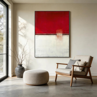 General Abstract Beige Red Wall Art for Modern Home Decor AURA347