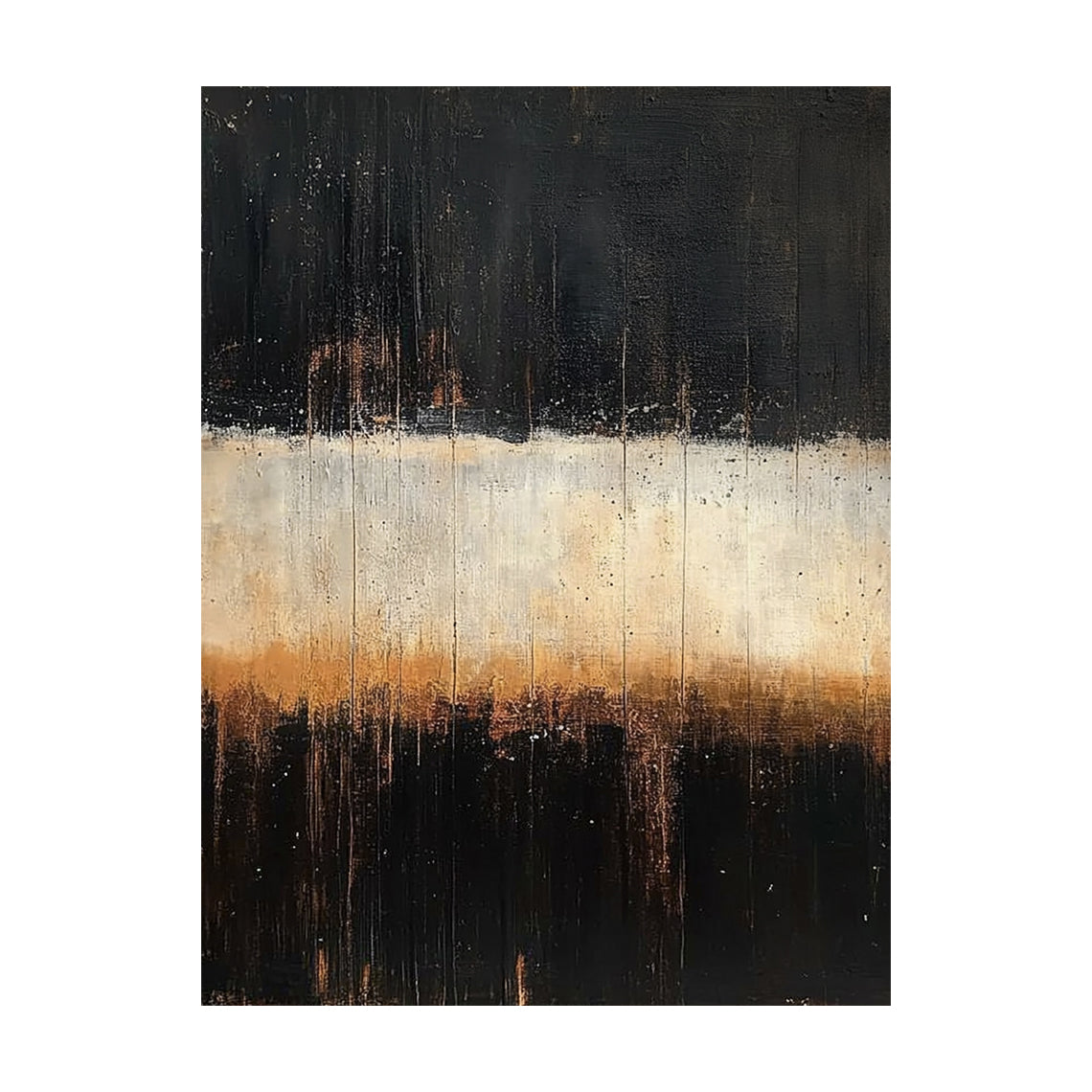 Abstract Black Beige Speckled Knife Strokes Vertical Tactile Canvas Art Minimalist Luxe AURA608
