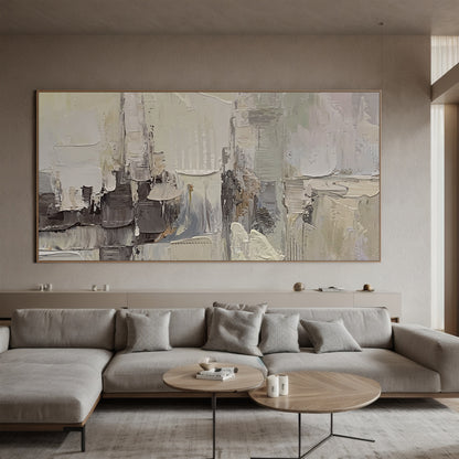 Neutral Textured Gray Abstract Wall Art for Modern Living Room - AURA178