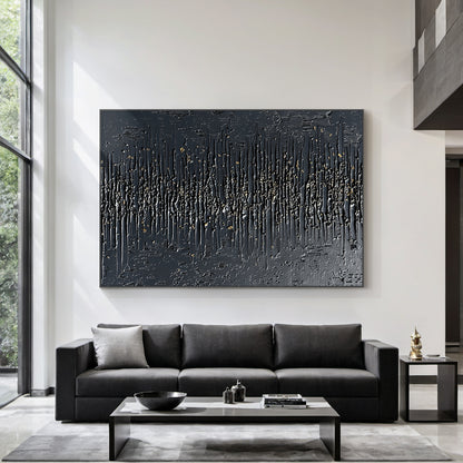 Modern 3D Textured Black Wall Painting for Living Room Bedroom AURA232