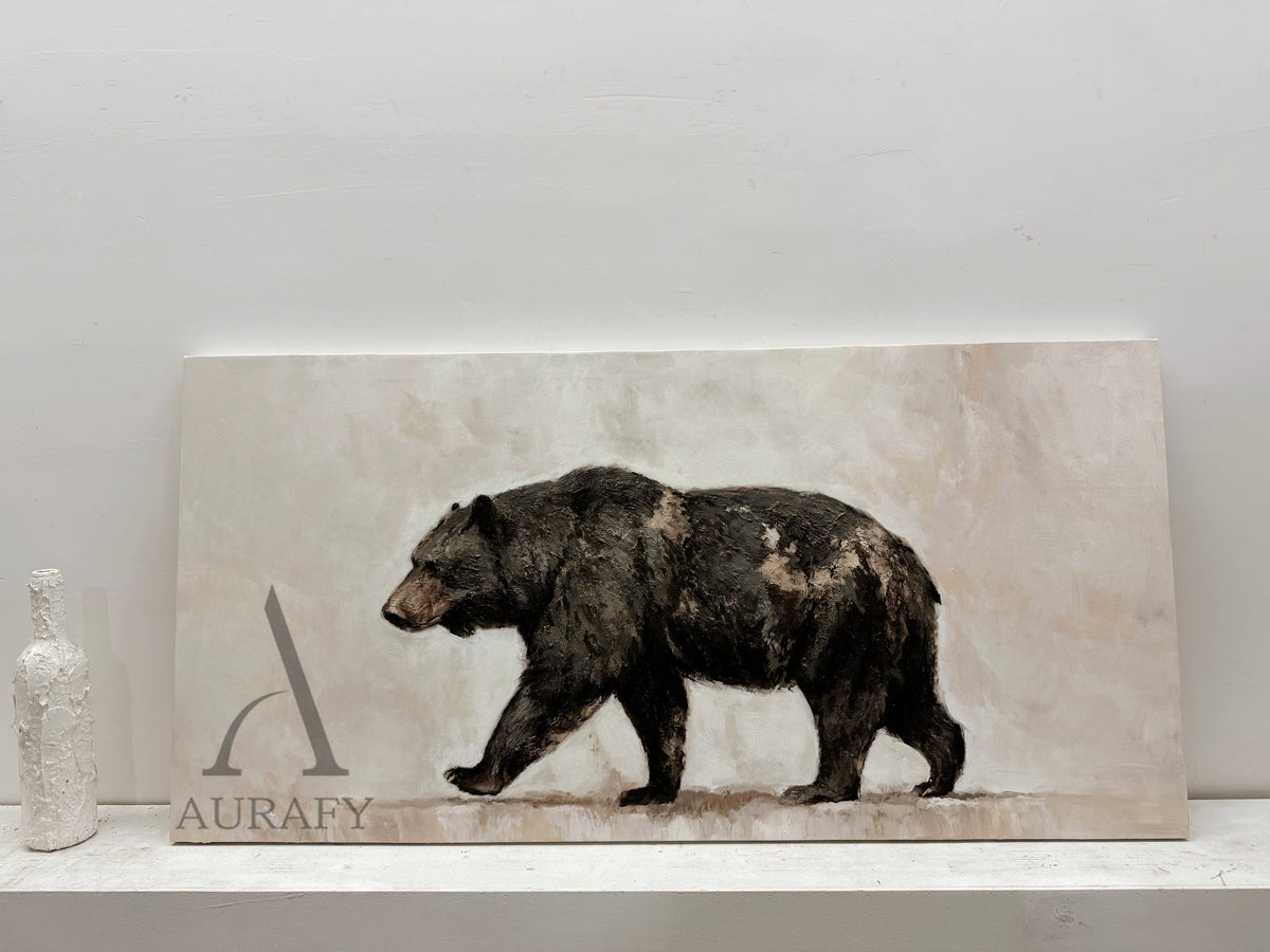 Black Bear Wall Art on Neutral Background - AURA664
