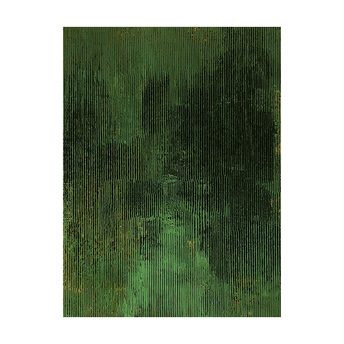 3D Textured Green Abstract Painting Sculpted Tactile High-Relief Surface Dark Gold Accents AURA466
