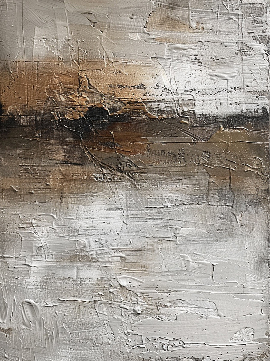 Muted Horizon-Gray & Brown Abstract Art-AURA124