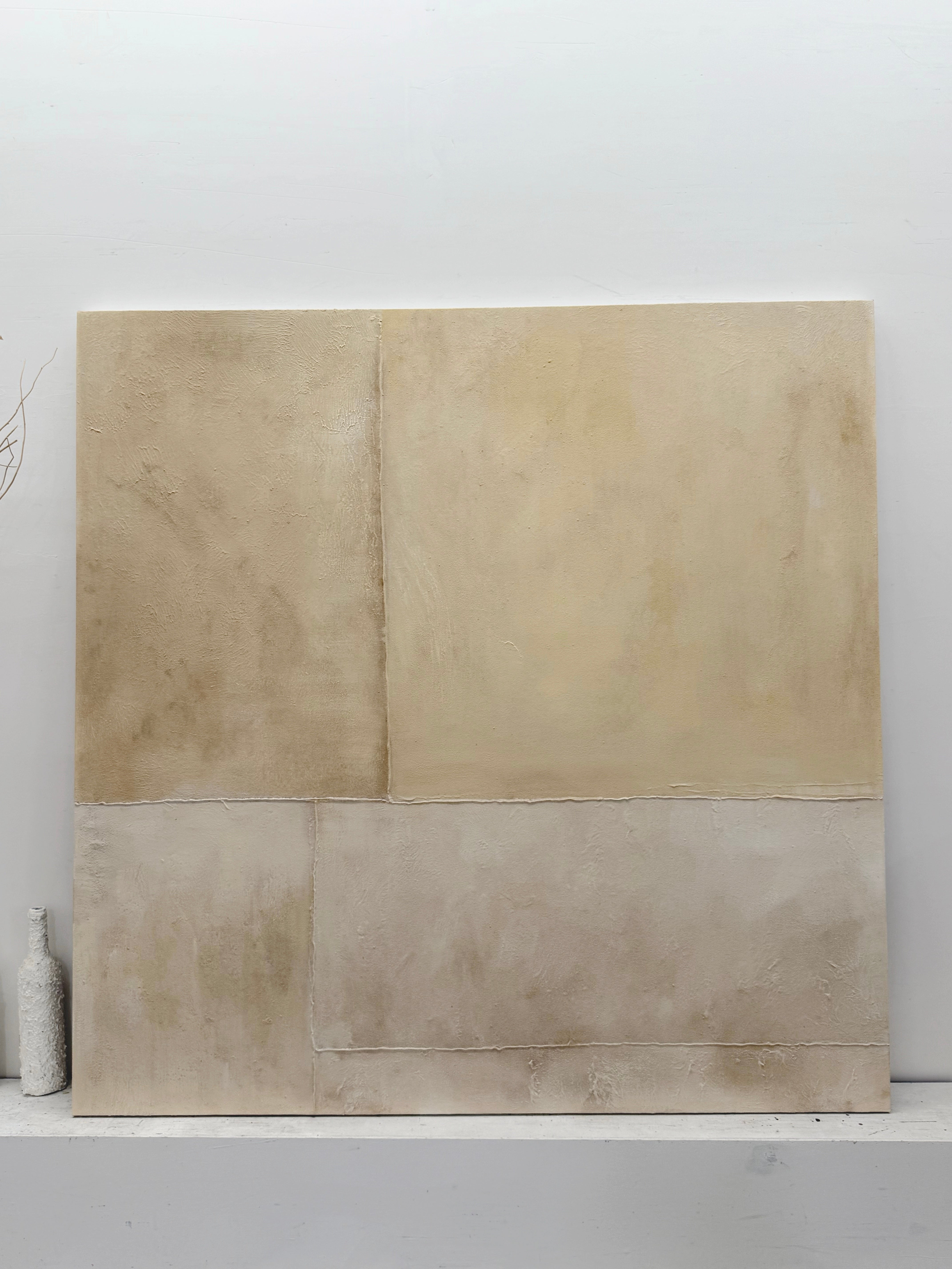 Beige Abstract Plaster Textured Wabi-Sabi Japandi Minimalist Tactile Canvas Neutral Modern Organic Wall Decor AURA733