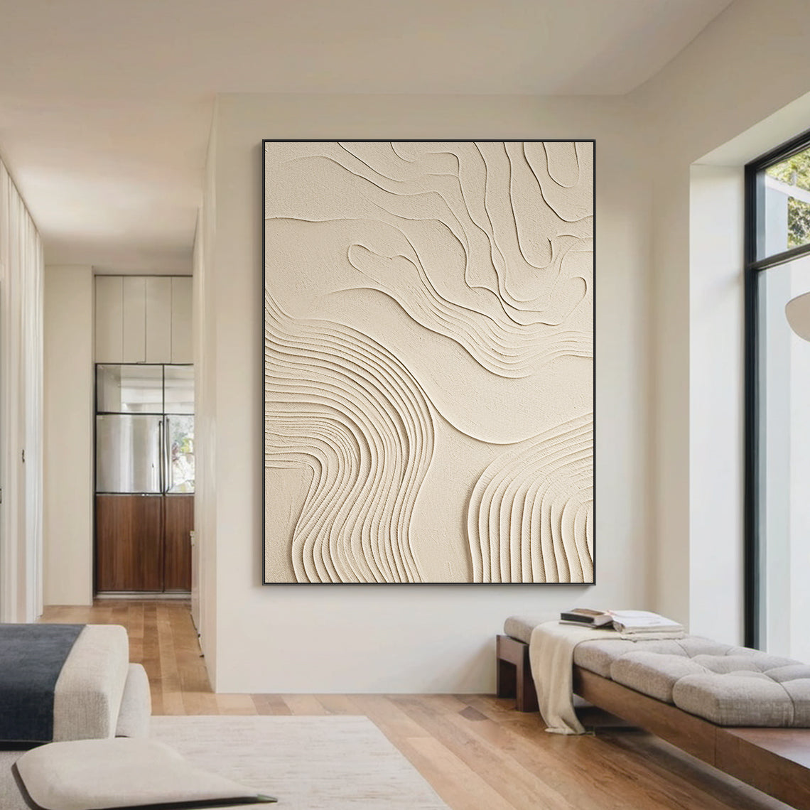Organic Swirl Canvas – Cream Tones – AURA047(Vertical)