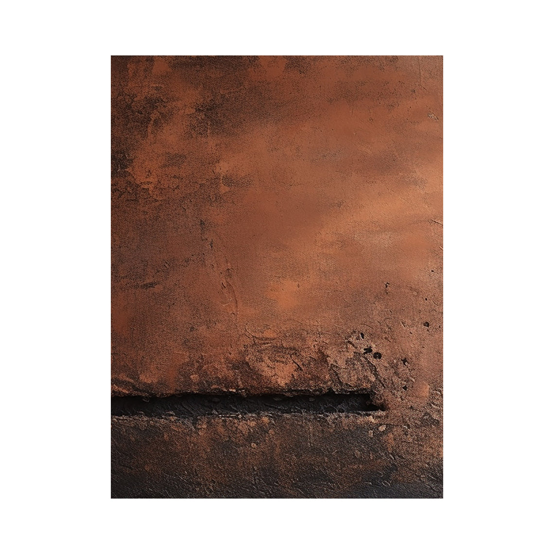Rust Red and Brown Abstract Painting with a Dark Fissure - AURA831