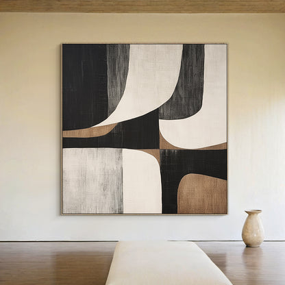 Geometric Balance Neutral Earth Abstract Wall Art – AURA051(Vertical)