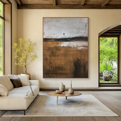 Beige Wabi Sabi Plaster Textured Abstract Wall Art | Minimalist Japandi Neutral Canvas | AURA805