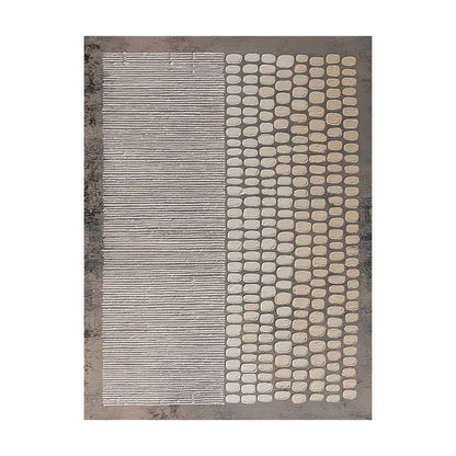 General Abstract Brown Gray Handcrafted Impasto Tactile Art with Linear and Organic Patterns AURA601