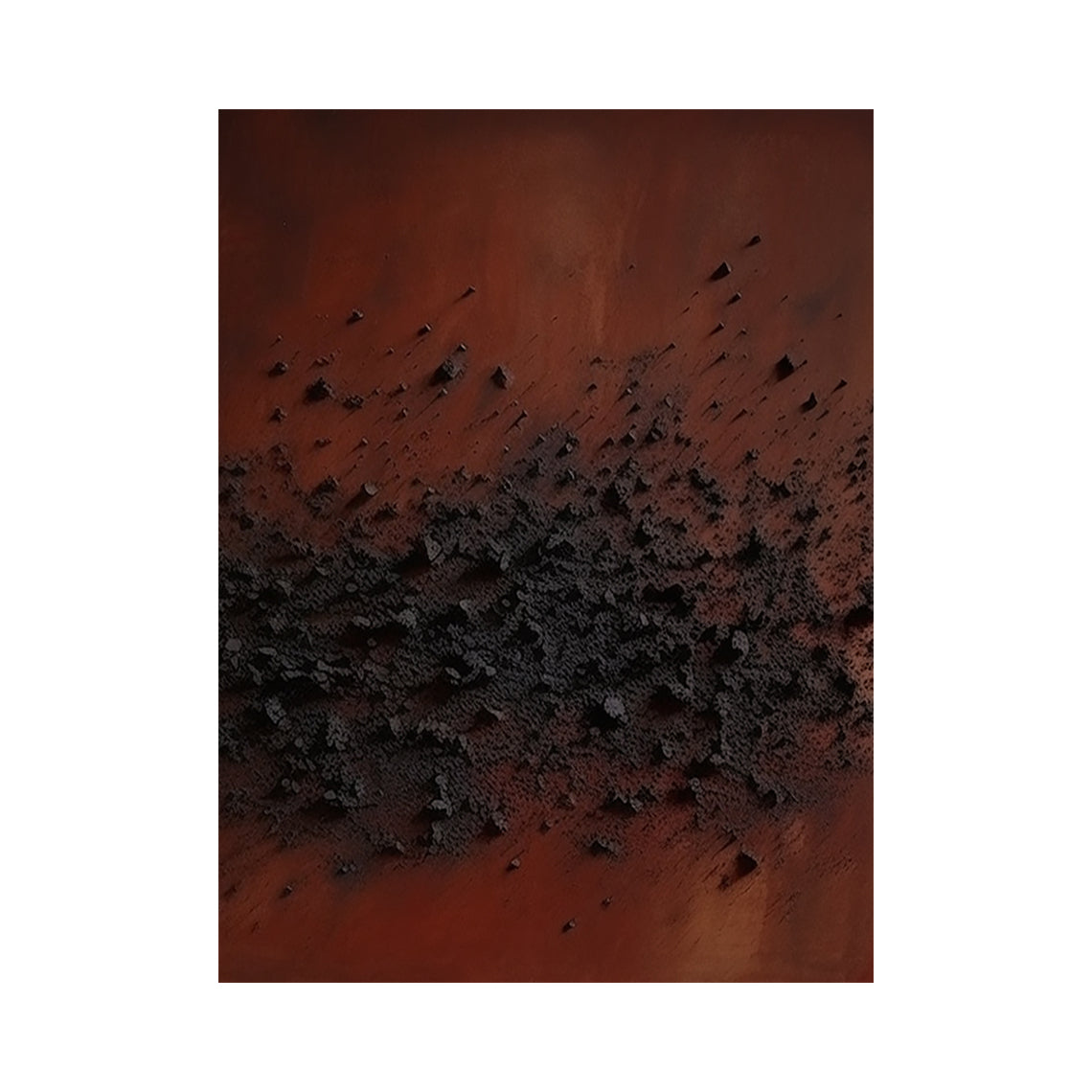 High Relief Terracotta Black Abstract Sculpted Canvas Tactile Minimalist Japandi Modern Home Wall Decor AURA790