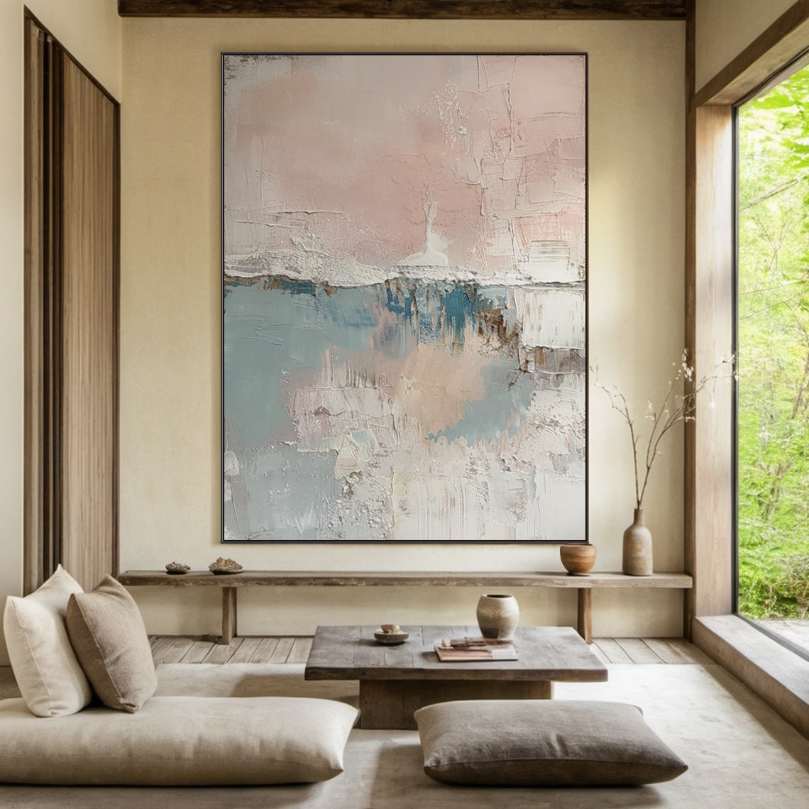 Soft Interval-Blue & Pink Abstract Field-AURA133