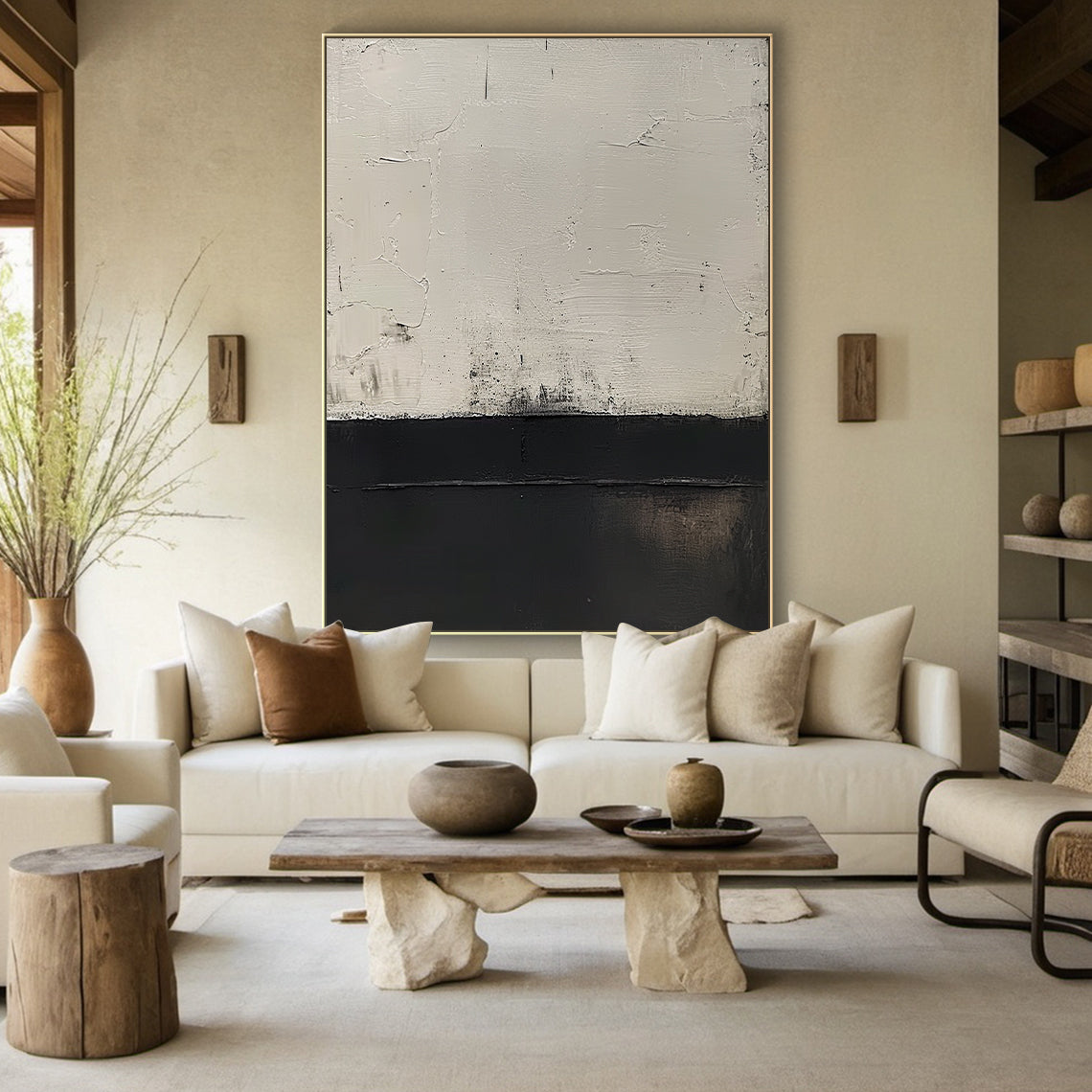 Silent Divide-Black & White Abstract Art-AURA125