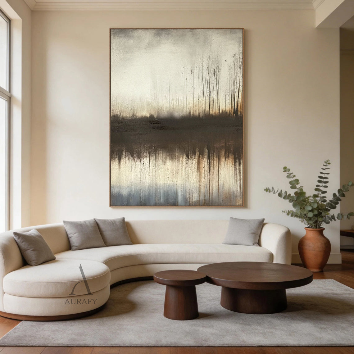 Wabi Sabi Beige Black Minimalist Home Decor Accent Piece AURA304