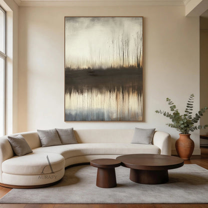 Wabi Sabi Beige Black Minimalist Home Decor Accent Piece AURA304