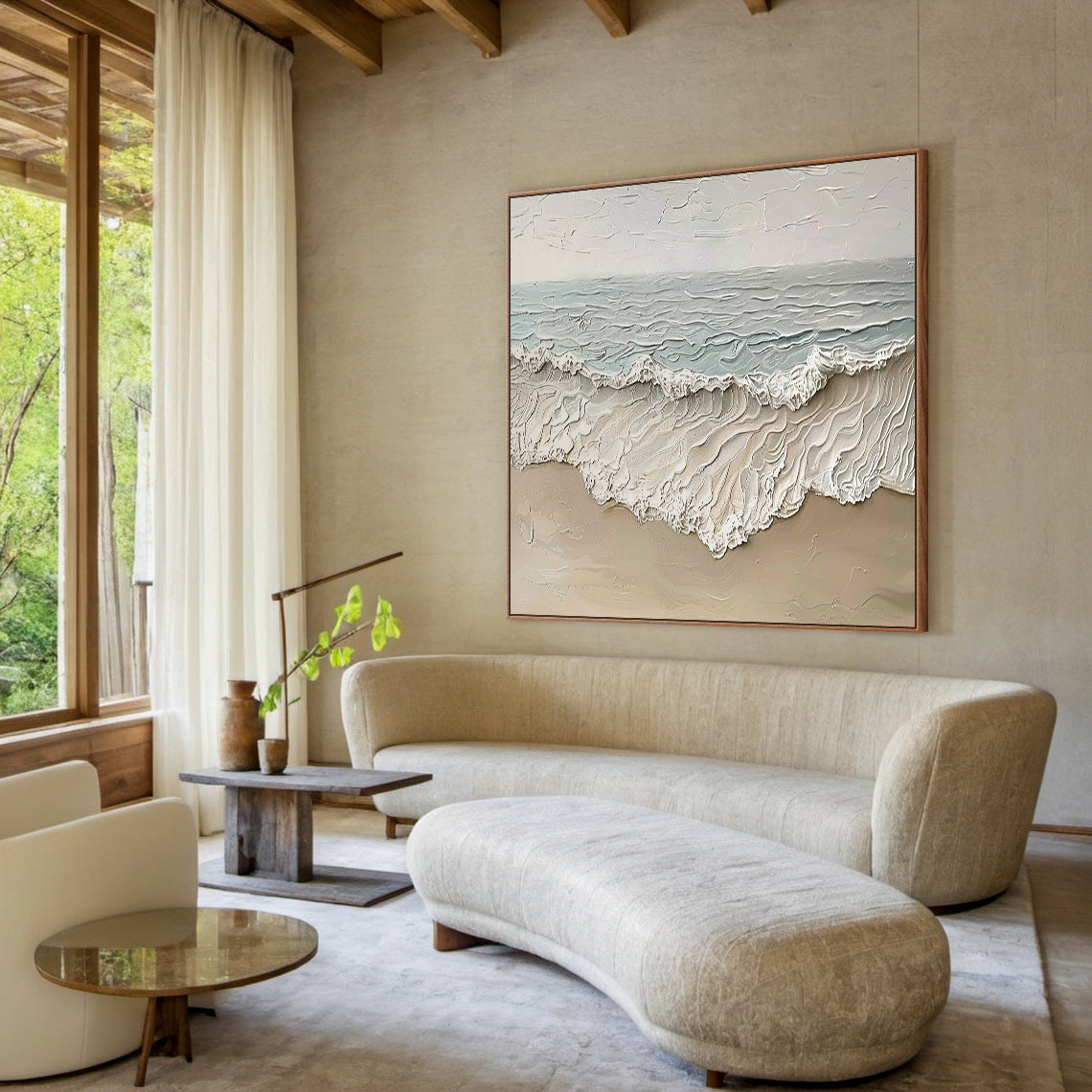 Tidal Trace-Beige Seascape Texture Field-AURA142