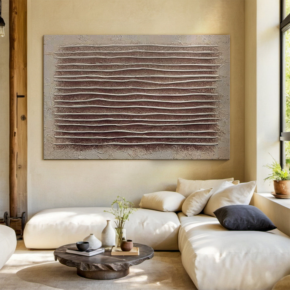 Earthen Lines- Brown Geometric Texture Field- AURA171