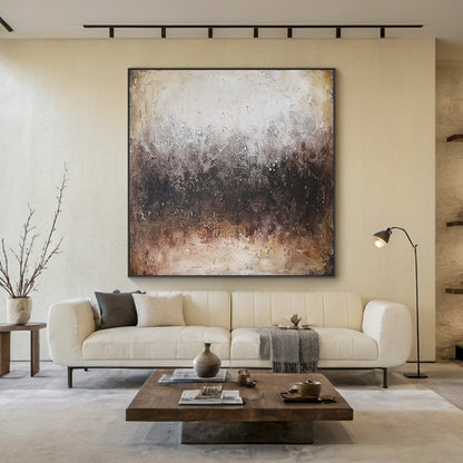 Neutral Beige Brown Abstract Textured Wall Art Living Room Decor AURA194