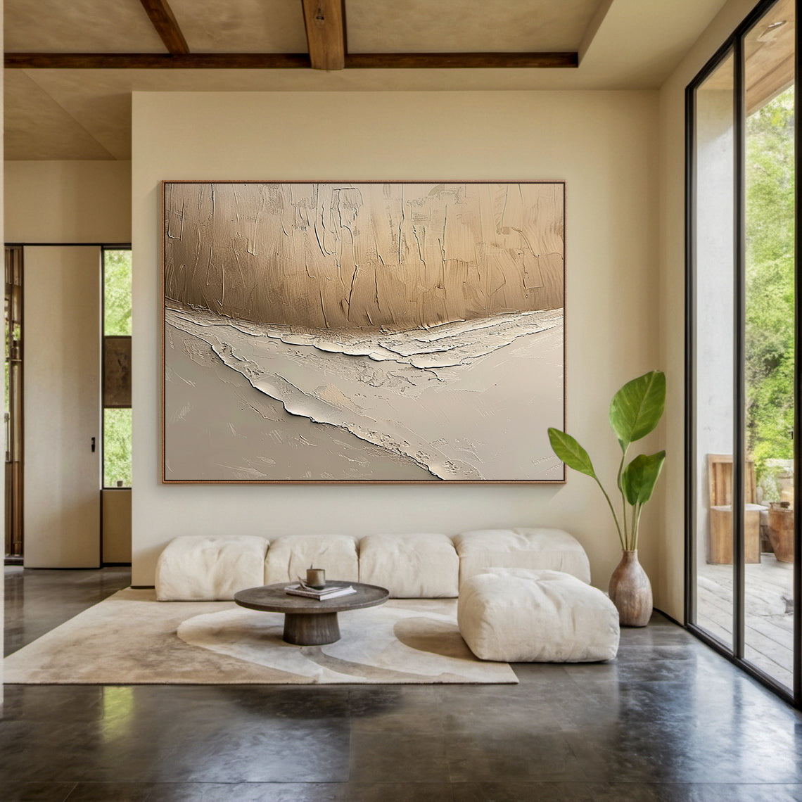 Quiet Erosion-Beige & Brown Abstract Field-AURA147