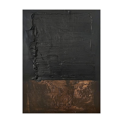 Wabi Sabi Black Brown Abstract Art with Thick Paint Distressed Edges Tactile Surface AURA579