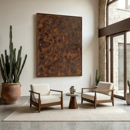 Burnished Earth, Brown Weathered Texture Abstract Painting AURA870