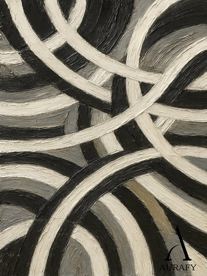 3D Textured Abstract Painting Sculpted Canvas High-Relief Tactile Black Beige Gray Modern Art AURA516