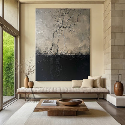 Abstract Brown Black Art Cracked Tactile Surface Impasto Abstract Expressionist Decor Piece AURA446