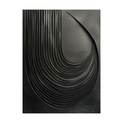 Minimalist Black Wall Art High-Relief Layered Curves Tactile Surface Modern Minimalist Piece AURA428