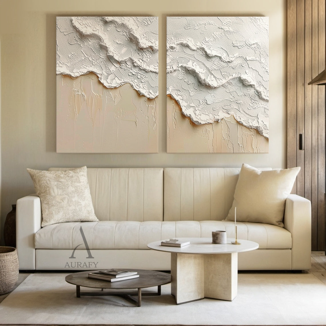 Beige Coastal Texture Wall Art Set of 2 - AURA673