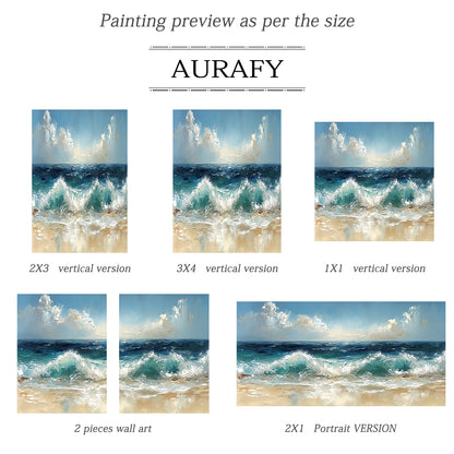 Unique 3D Textured Blue Beige Painting Modern Home Wall Decor AURA402