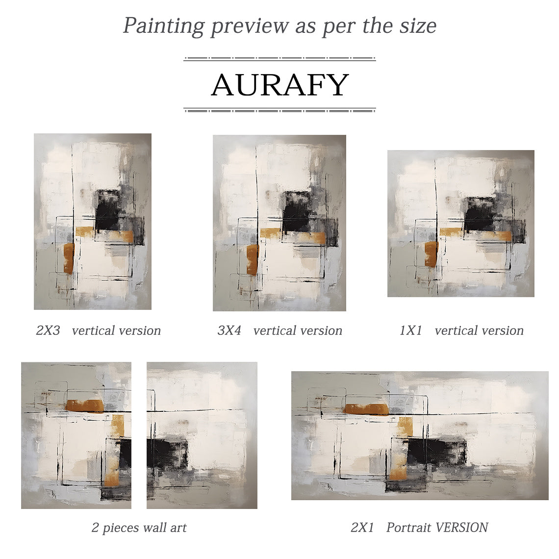 General Abstract Art Gray White Black Hand-painted Oil Brush Stroke Minimalist Luxe Wall Decor AURA486